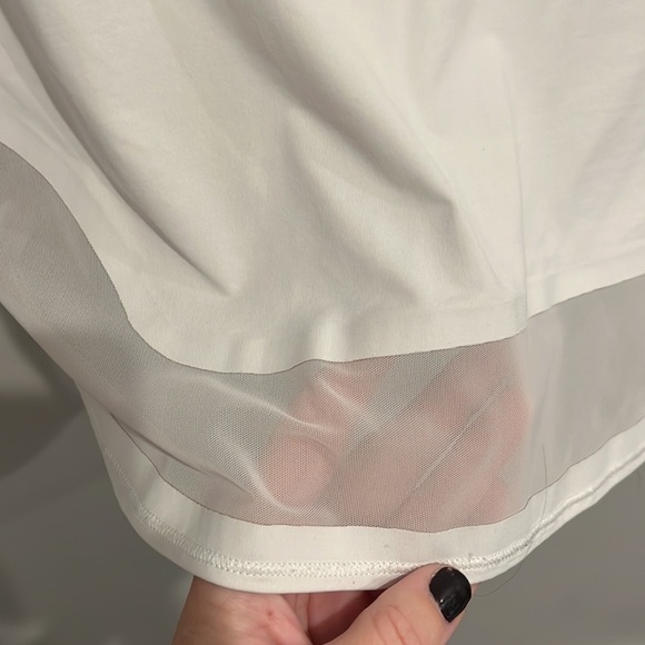 Lululemon Round Neck White Tshirt with Mesh Botttom Trim - Picture 3 of 6